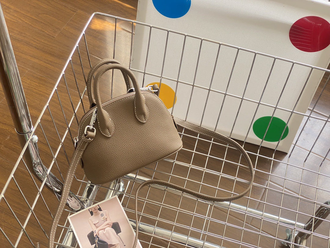 可爱实用担当~头层牛皮真皮贝壳包mini bolide迷你保龄球包 代发