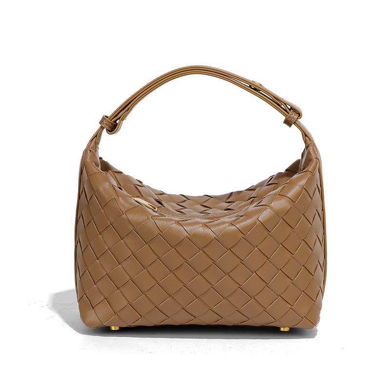 工厂定制贴标logo手拎饭盒吧时尚手工编织女包清新休闲单肩腋下包