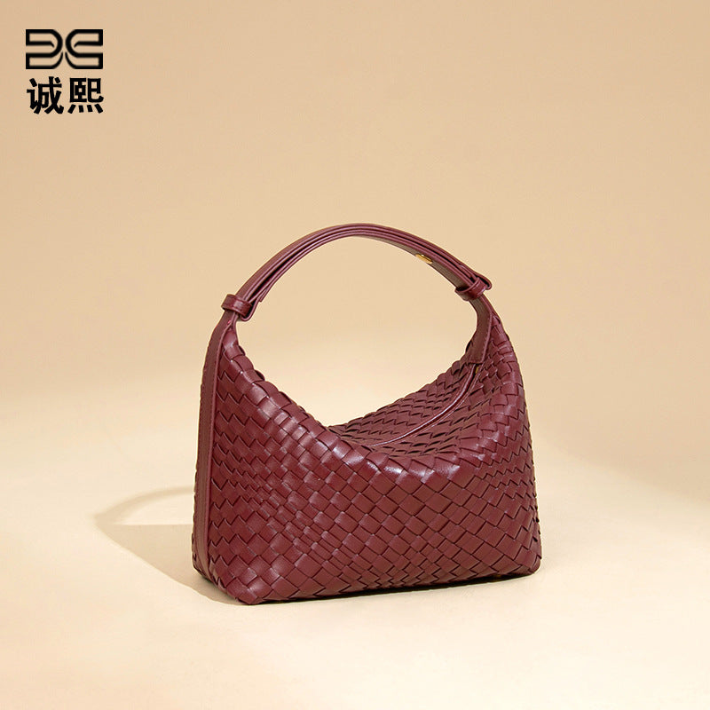 小众设计时尚休闲手拎女包百搭小清新质感单肩腋下包手工编织包包