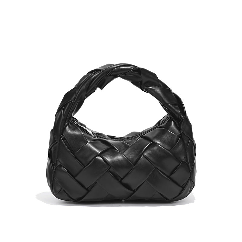 工厂定制贴标LOGO手工编织包包软皮质感手拎女包高级感百搭饭盒包