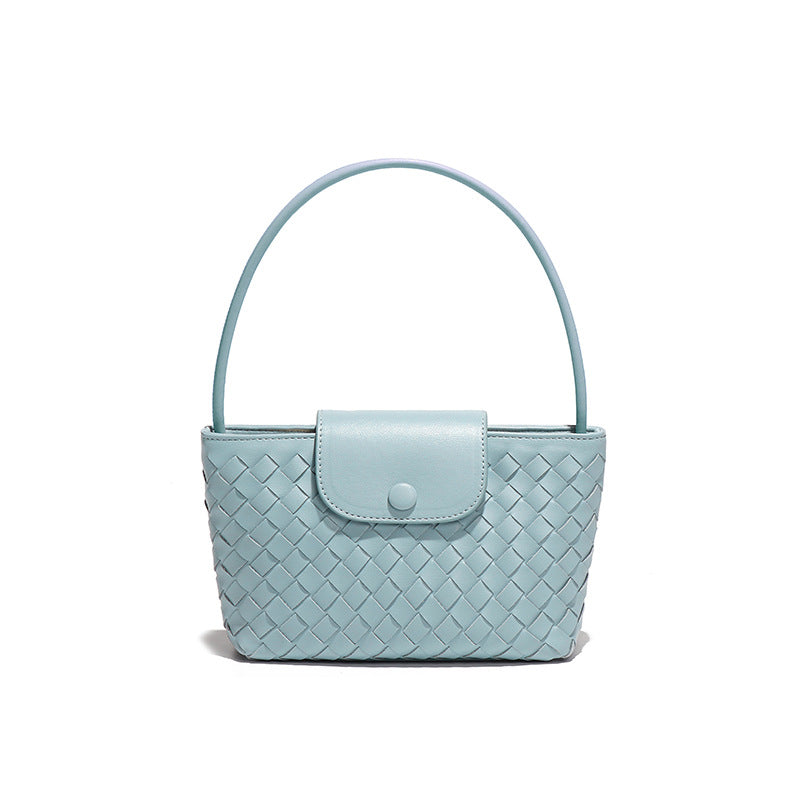 广州工厂批发包包女马卡龙可爱时尚编织手拎腋下包翻盖单肩斜挎包