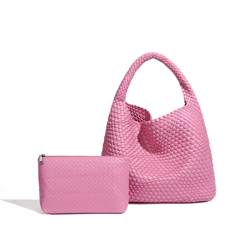 跨境热销爆款订制托特包手提女包潮流大容量腋下包编织子母单肩包