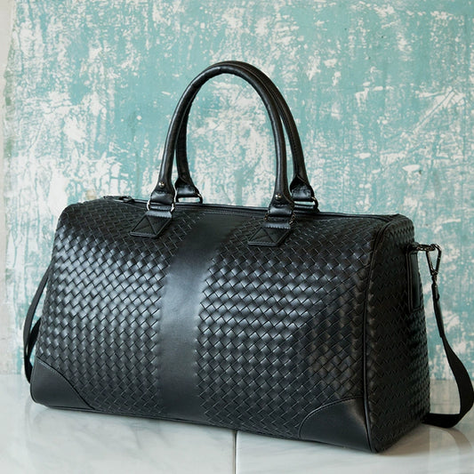 旅行包男手提出差大容量短途旅游行李袋编织男包单肩斜挎包健身包