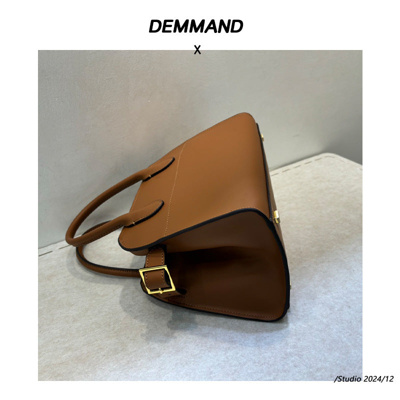 小众复古高级托特包董洁白百何同款真皮大容量通勤手提单肩托特包