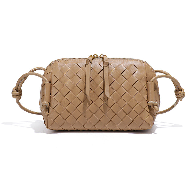 跨境新款手工编织包质感潮流百搭单肩斜挎女包时尚小众设计贝壳包