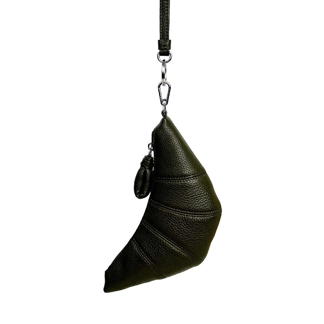 LE迷你挂脖牛角包钥匙零钱包头层牛皮可颂包单肩斜挎挂腰饺子包