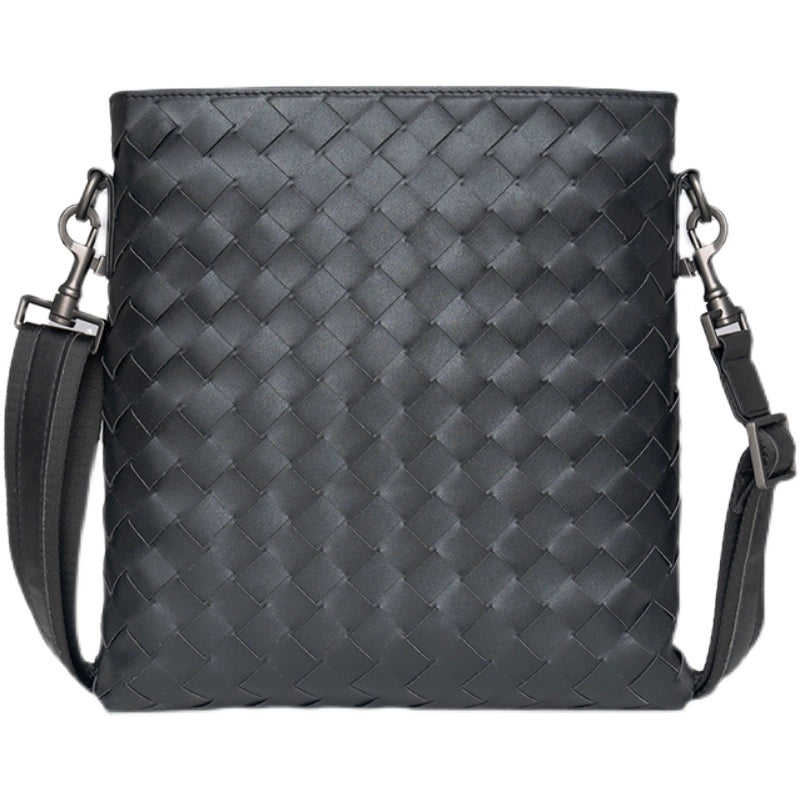 X&BV真皮男包单肩包休闲男士斜挎包包商务竖款编织时尚潮男小背包