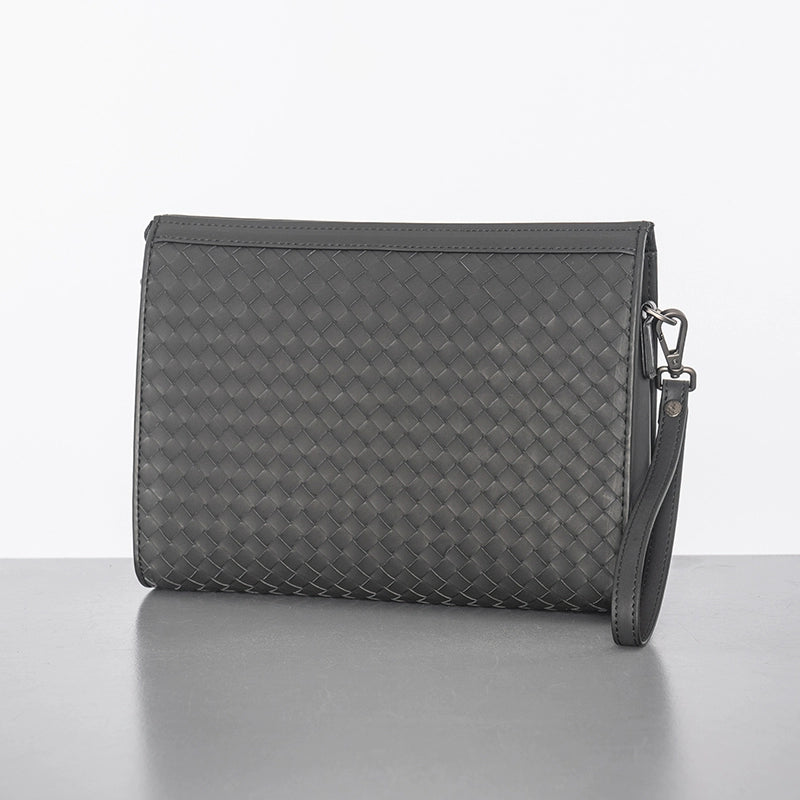 X&BV新款男士包包真皮休闲商务手拿包男时尚大容量编织潮牌手包男