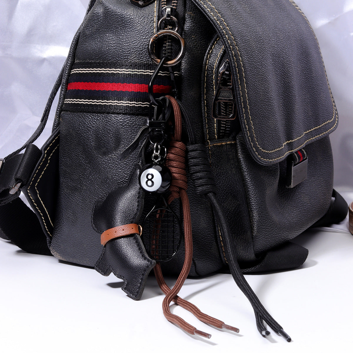 量大价优现货红色草莓包挂金属动物狗编织绳钥匙链钥匙扣包挂