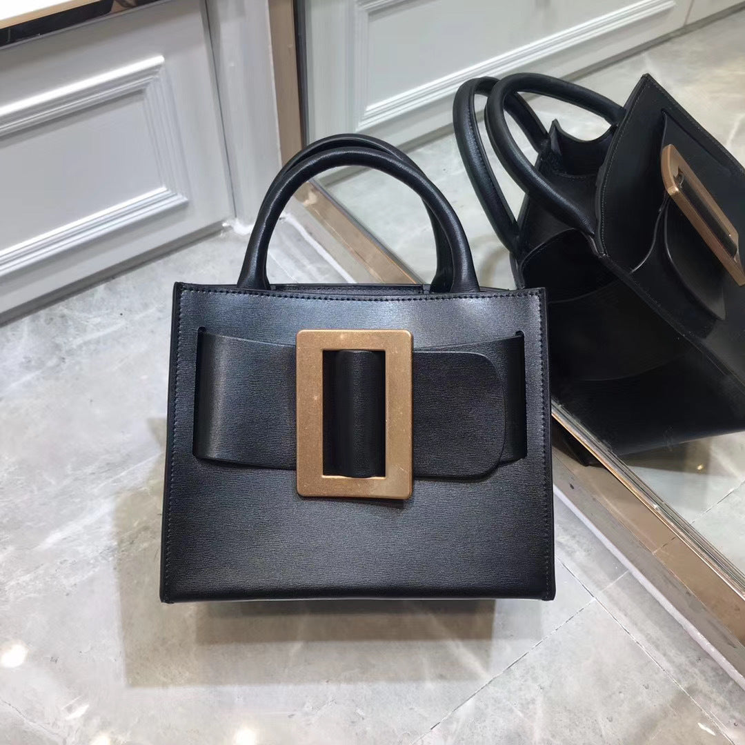 泰国复古方扣包TOGO真皮小众腰带扣水桶包手提迷你斜挎包质感女包