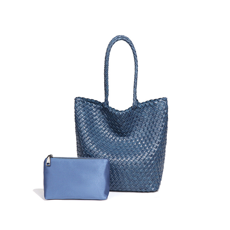 韩版潮流大容量单肩腋下包手工编织女包大容量休闲子母手提托特包