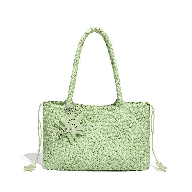 跨境新款枪枪手工编织女包潮流单肩腋下包质感休闲手拎子母托特包