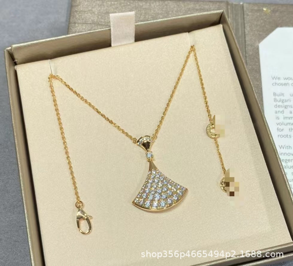 高版本Bao家小扇子项链精工CNC白贝小裙子项链S925银镀18k厚金