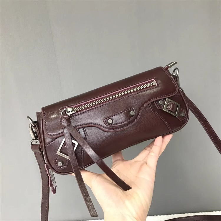 外贸大牌同款植鞣牛皮休闲时尚机车包小包包女新款潮单肩斜挎包