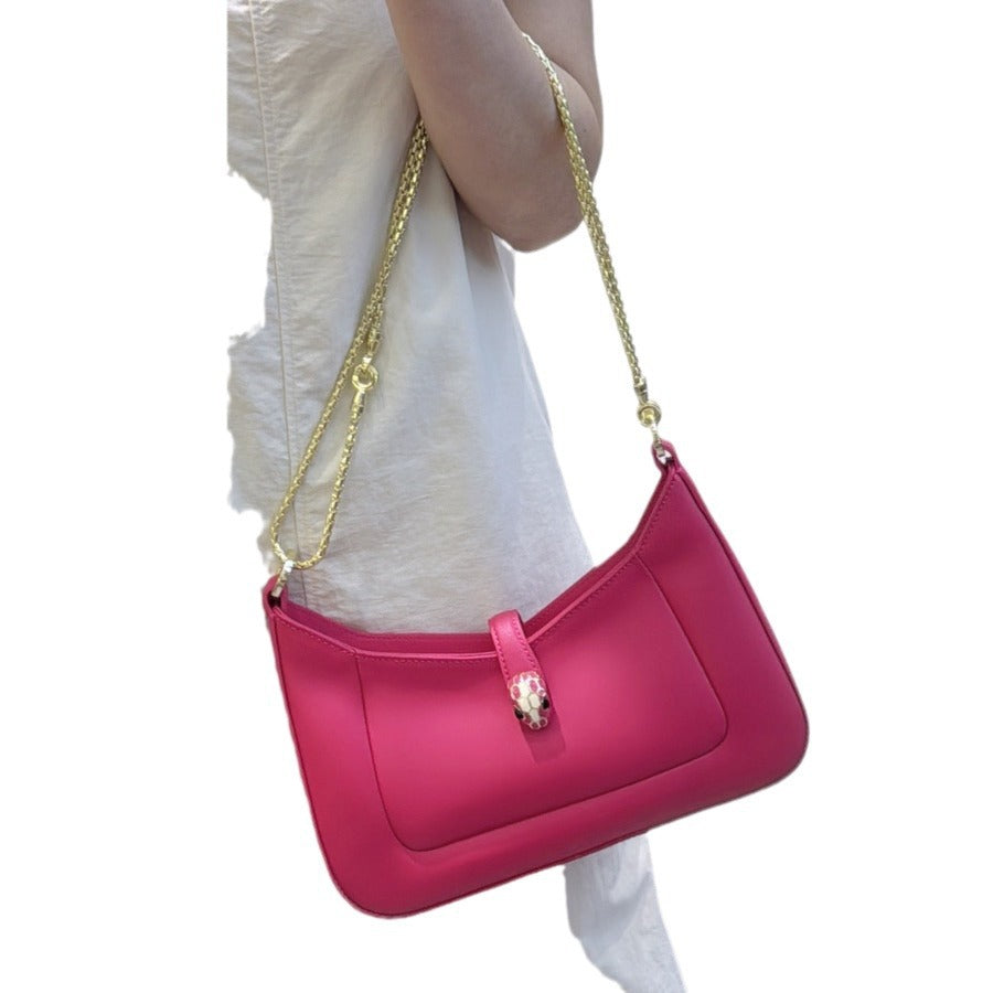 新款24潮流女包小牛皮手提单肩包蛇眼斜挎包蛇骨链条腋下包包福袋