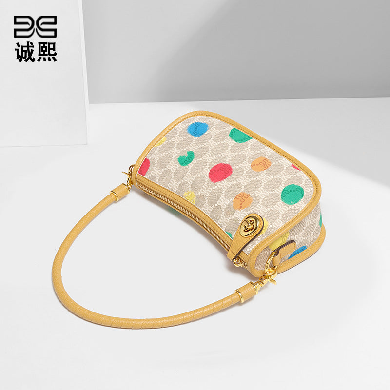 加工定制包包批发时尚撞色老花印花PVC腋下小方包单肩斜挎麻将包