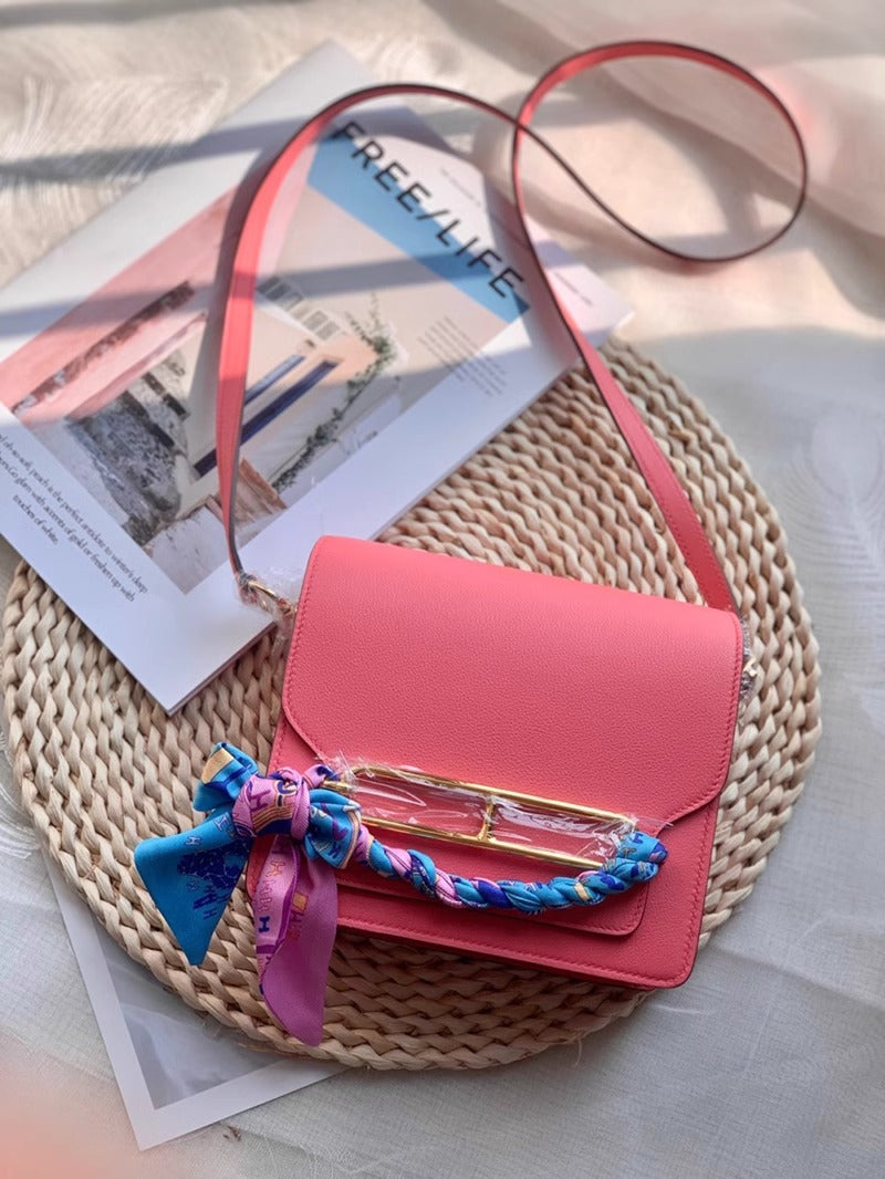 网红同款空姐豆腐包头层牛皮猪鼻子包小方包单肩斜挎女包直播代发