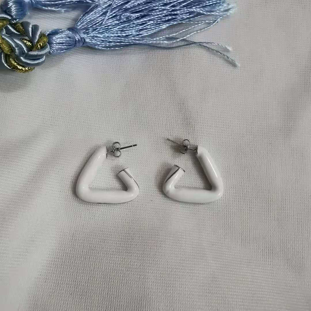 BV家21新款三角几何形珐琅耳钉女高级感重工不规则银针滴釉耳环