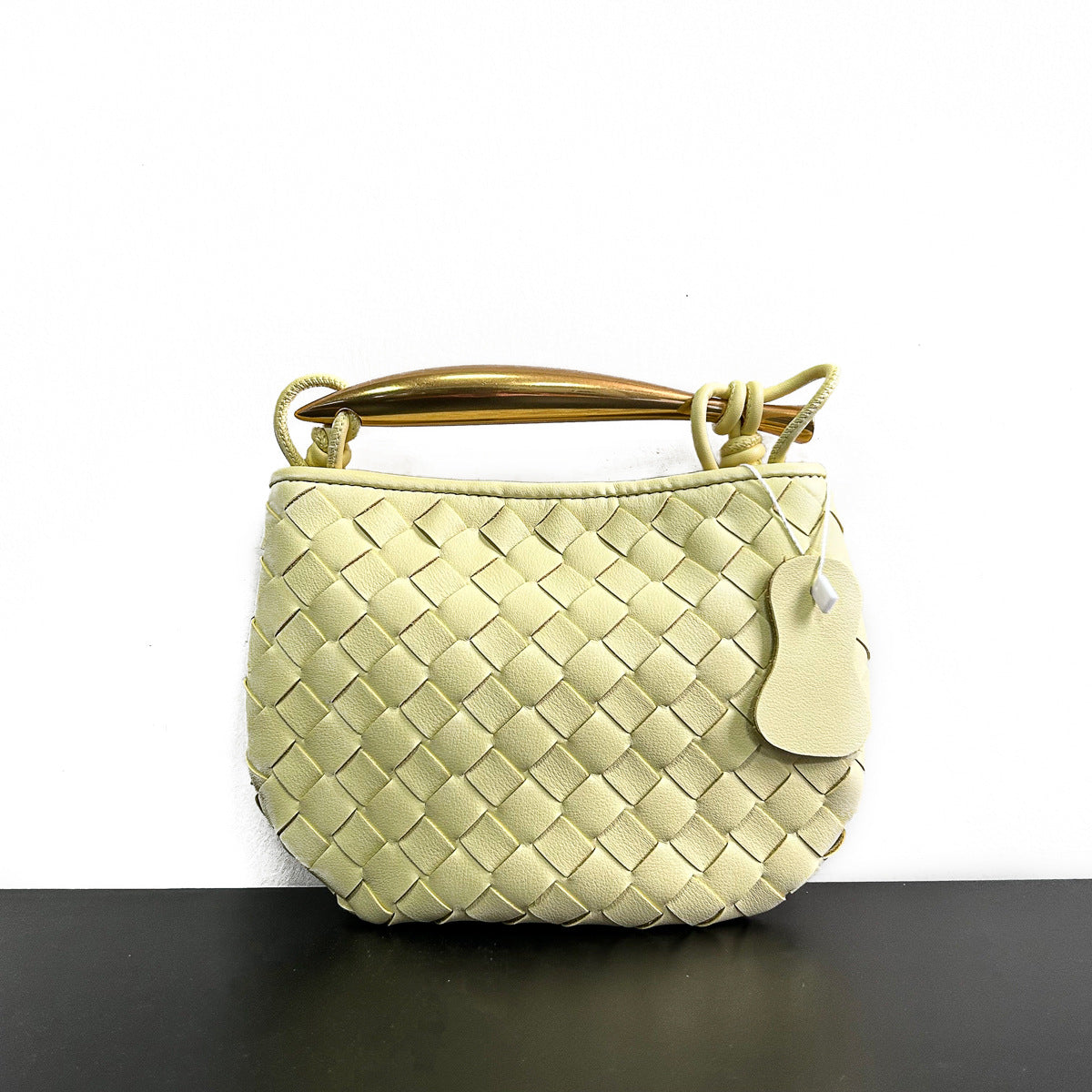 小众设计师编织新款金属手拎高级饺子包真皮牛皮休闲手提女士包包