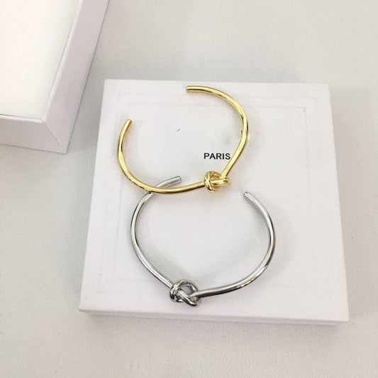 赛家新款耳圈手镯手环女光身镀金简约高级感气质耳饰打结圆圈耳环