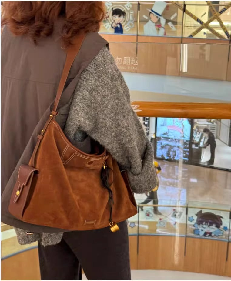 李娜同款牛皮腋下包女2025新款循迹hobo单肩包百搭皮斜挎包大容量