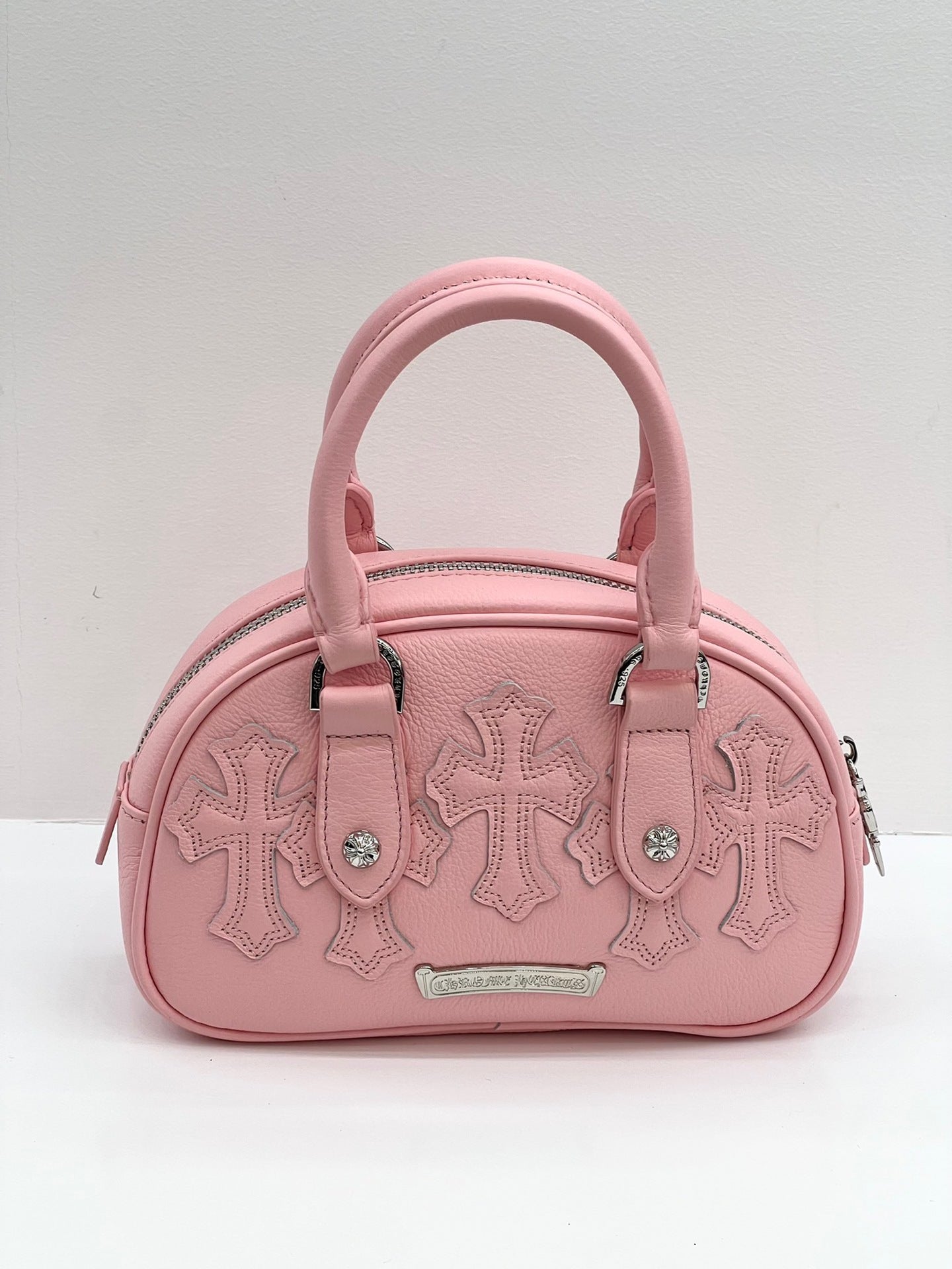 女包新款头层牛皮十字架保龄球包甜酷辣妹风枕头包手提单肩斜挎包