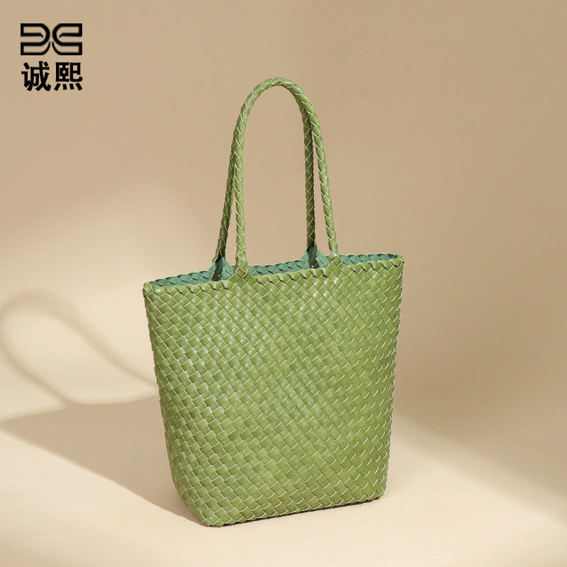 韩版潮流大容量单肩腋下包手工编织女包大容量休闲子母手提托特包