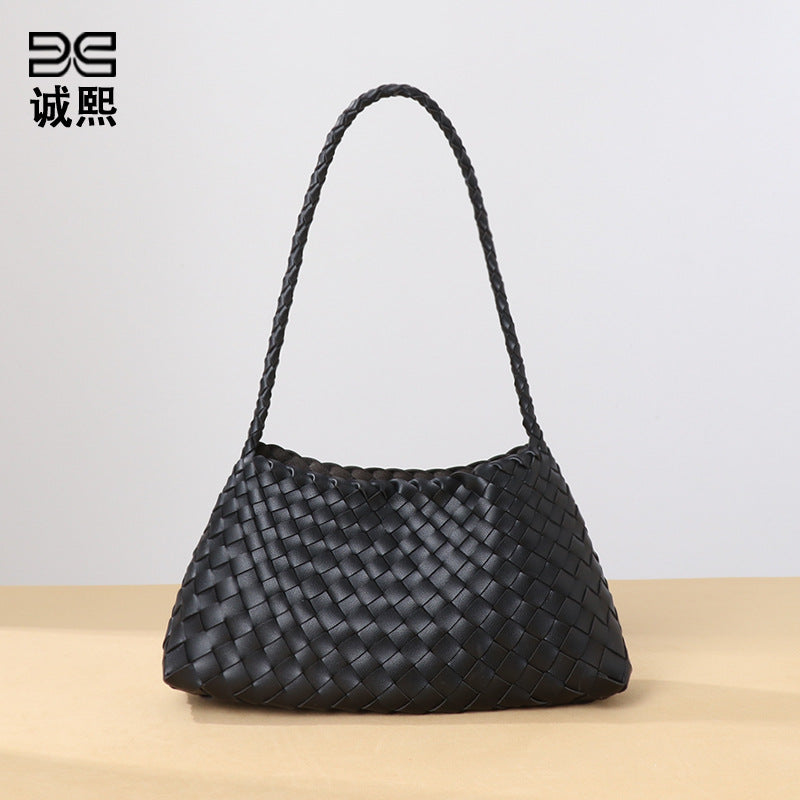 源头工厂直播爆款单肩女包时尚编织包包百搭腋下包复古子母手提包