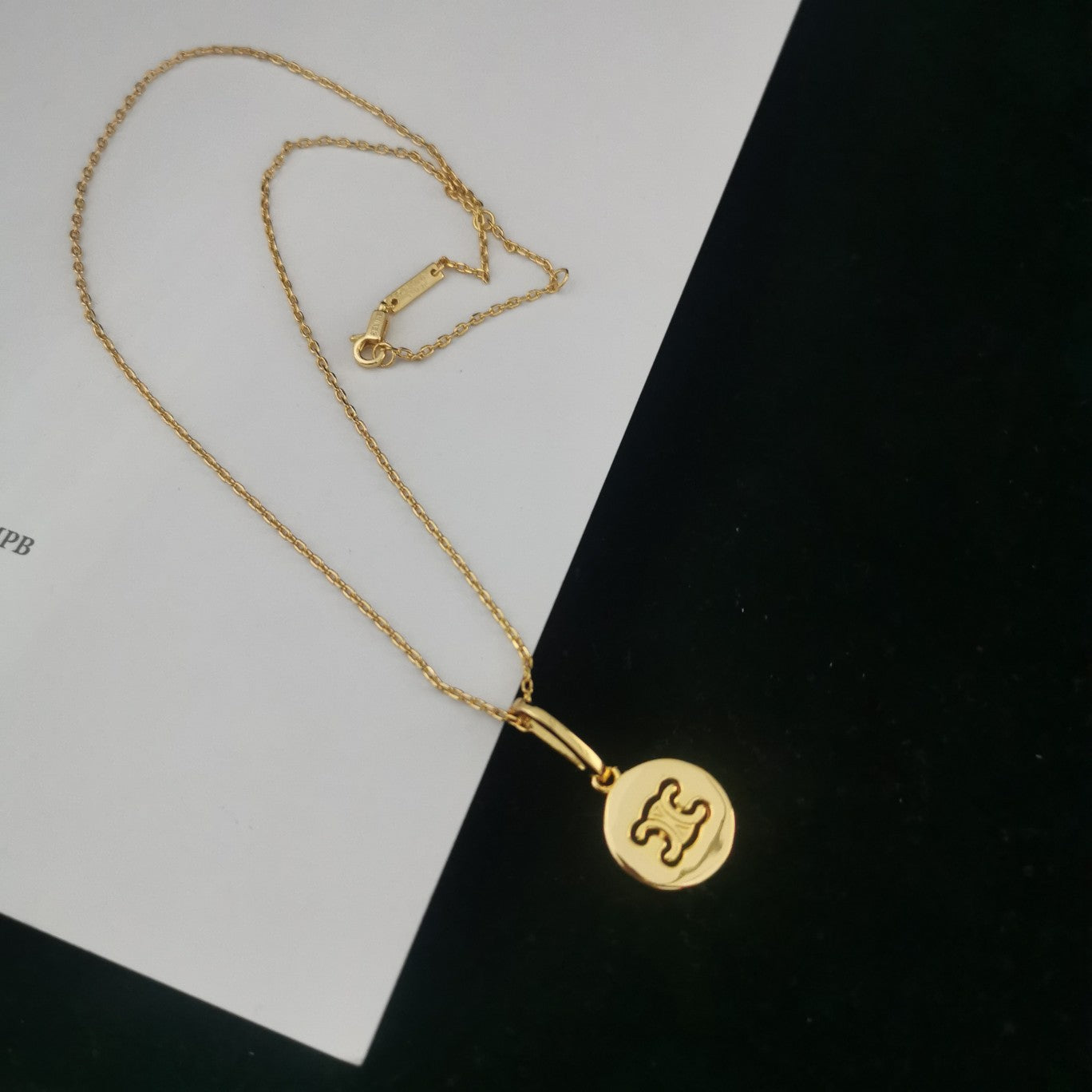 CE风22新款黄铜镀金圆片凯旋门吊坠项链女手链耳环气质光面锁骨链