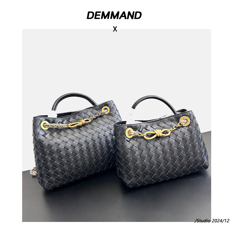 2024夏季新款编织蝴蝶结大容量真皮双肩女包单肩斜跨手提包