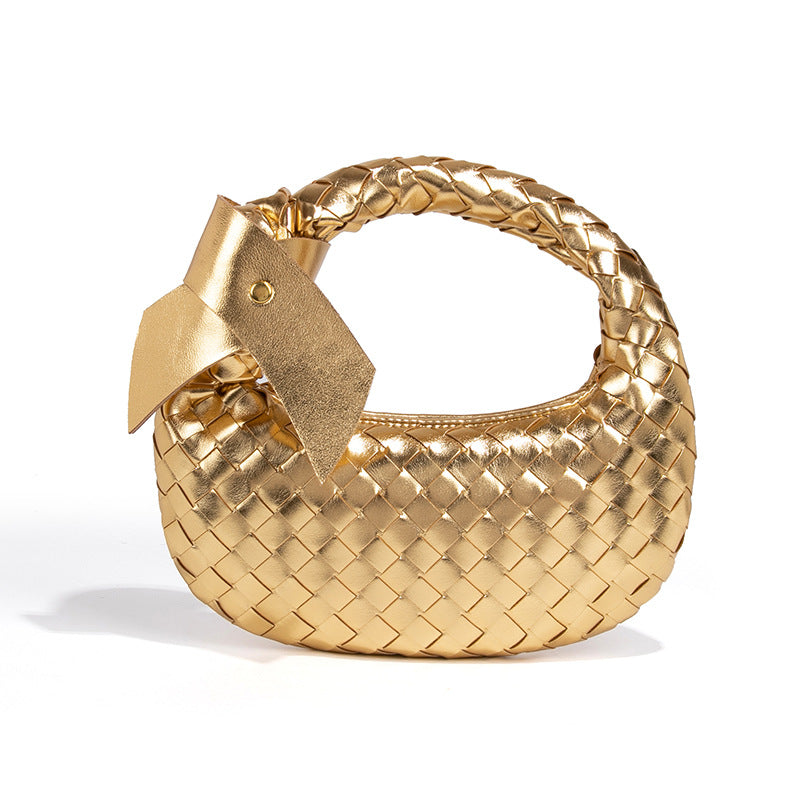 跨境亚马逊货源女包时尚质感手拎腋下包手工编织包夏季潮流饺子包