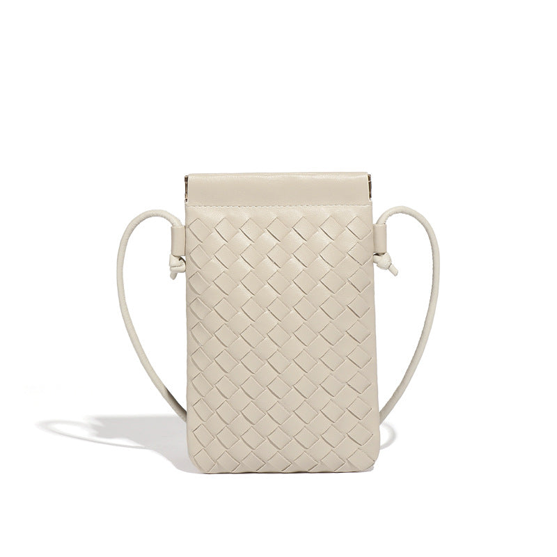 设计感竖款编织手机包定制时尚小包斜挎零钱包mini钥匙卡包单肩包