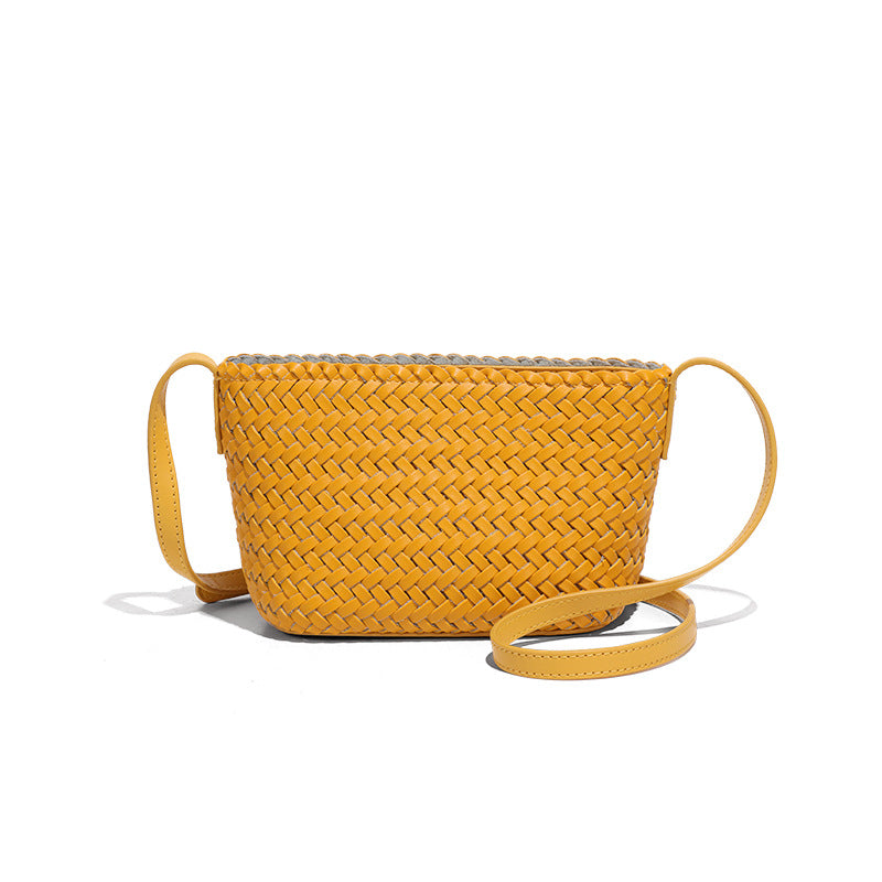 夏季新款百搭小众编织女包清新时尚单肩斜跨包休闲轻便复古小方包