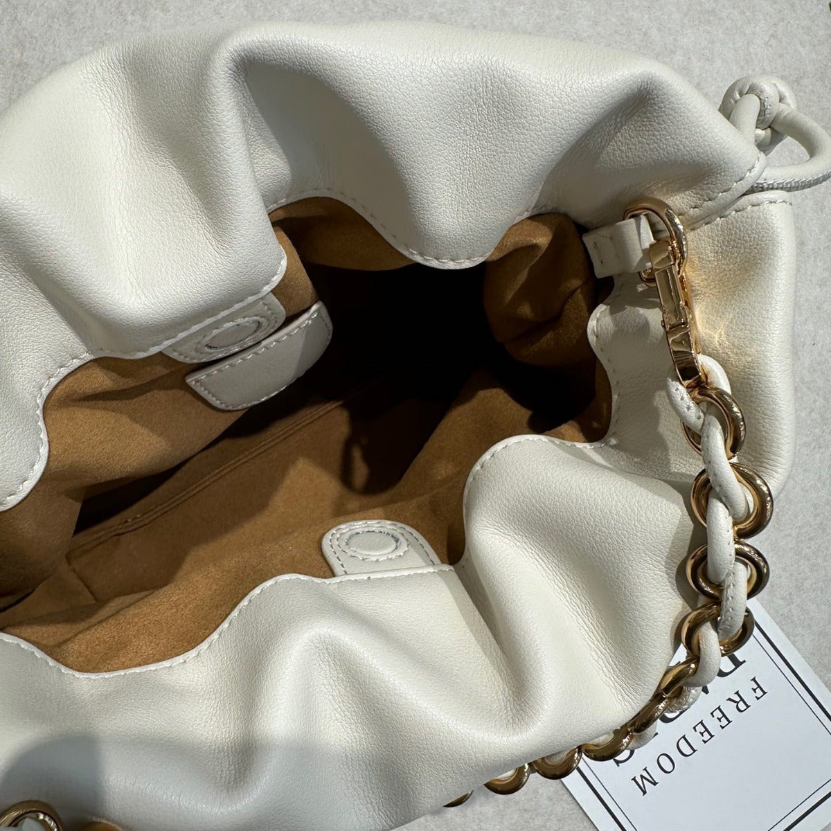 新品褶皱牛皮云朵包新中式抽绳福袋包时尚链条腋下包单肩斜挎小包