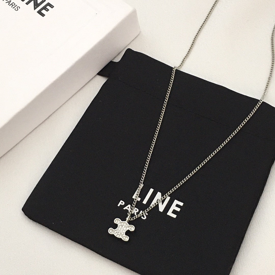 赛林家新款凯旋门满钻项链女高级感个性气质黄铜镀金锆石锁骨链