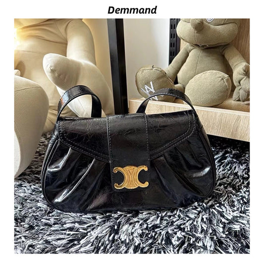 头层牛皮凯旋门真皮褶皱云朵包腋下包法棍包时尚百搭单肩手提包女