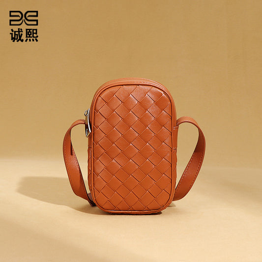 厂家直销夏季新款竖款手机包2025编织单肩包迷你小包多功能斜挎包