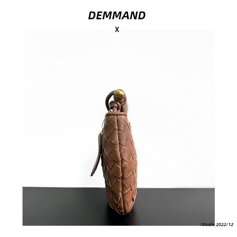 小众设计师编织新款金属手拎高级饺子包真皮牛皮休闲手提女士包包