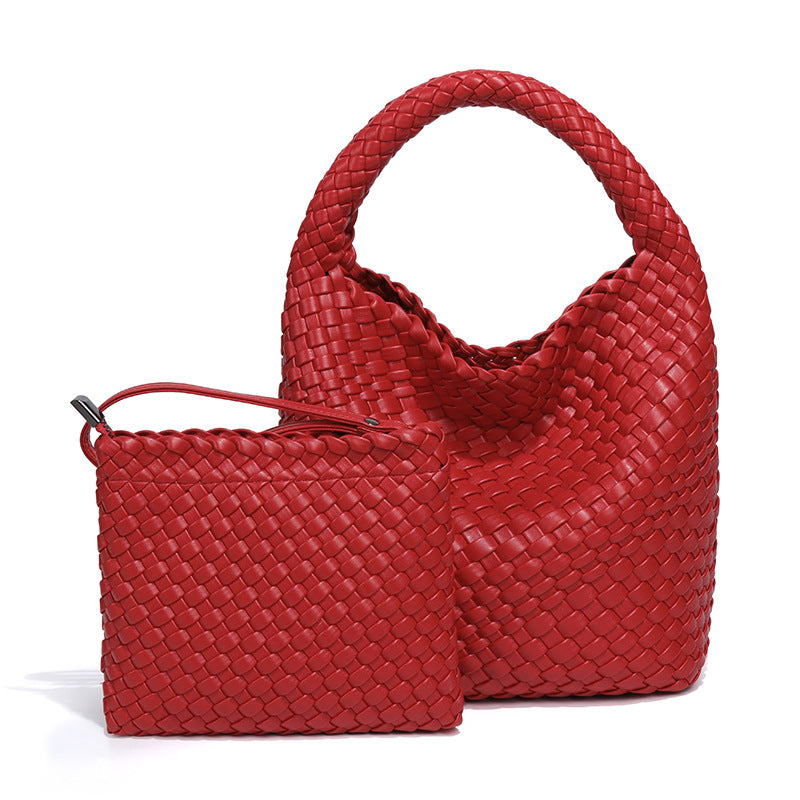 女包工厂2025新品手工编织包包女单肩斜挎腋下手提时尚子母托特包