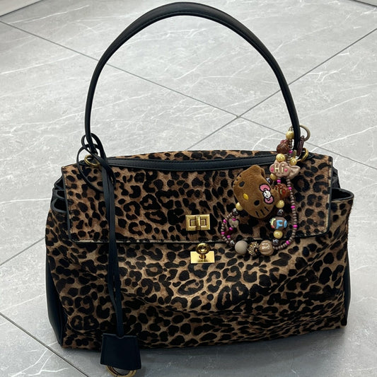 高级感包包女2024新款大容量豹纹托特包马毛手提单肩斜挎凯莉包潮