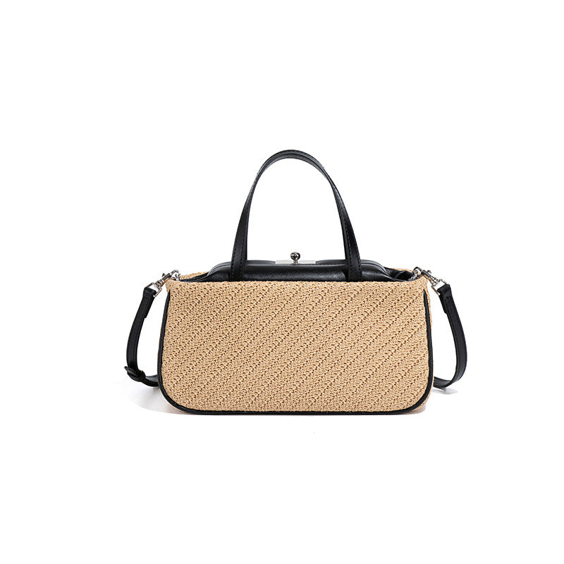 夏季时尚小众拉菲草手提女包简约百搭单肩斜跨包休闲手拎小方包包