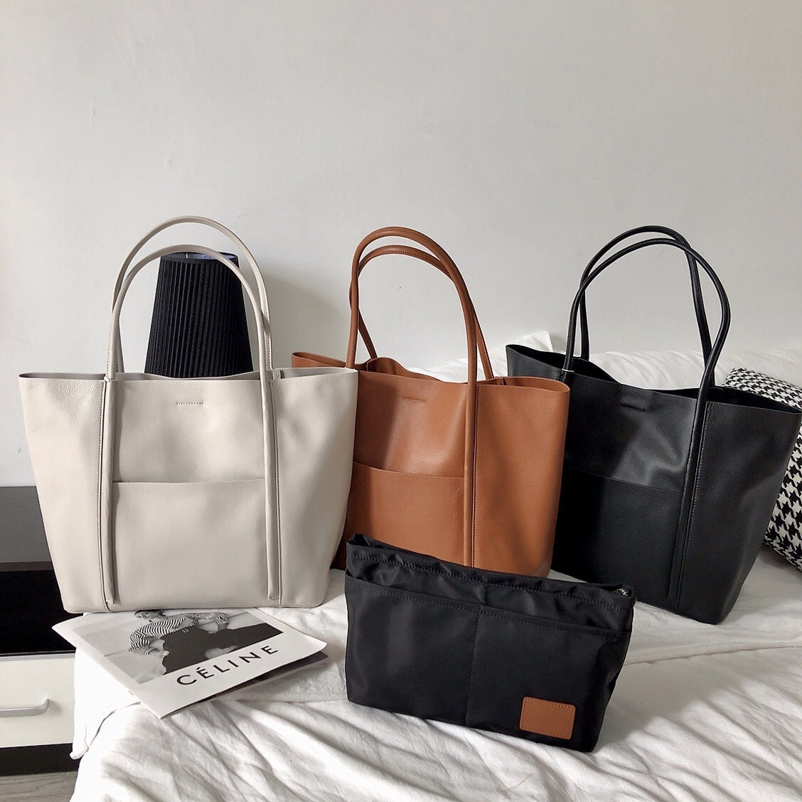 小众托特包女大容量 黄牛皮头层自然摔 上班通勤包高级感牛皮大包