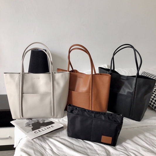 小众托特包女大容量 黄牛皮头层自然摔 上班通勤包高级感牛皮大包