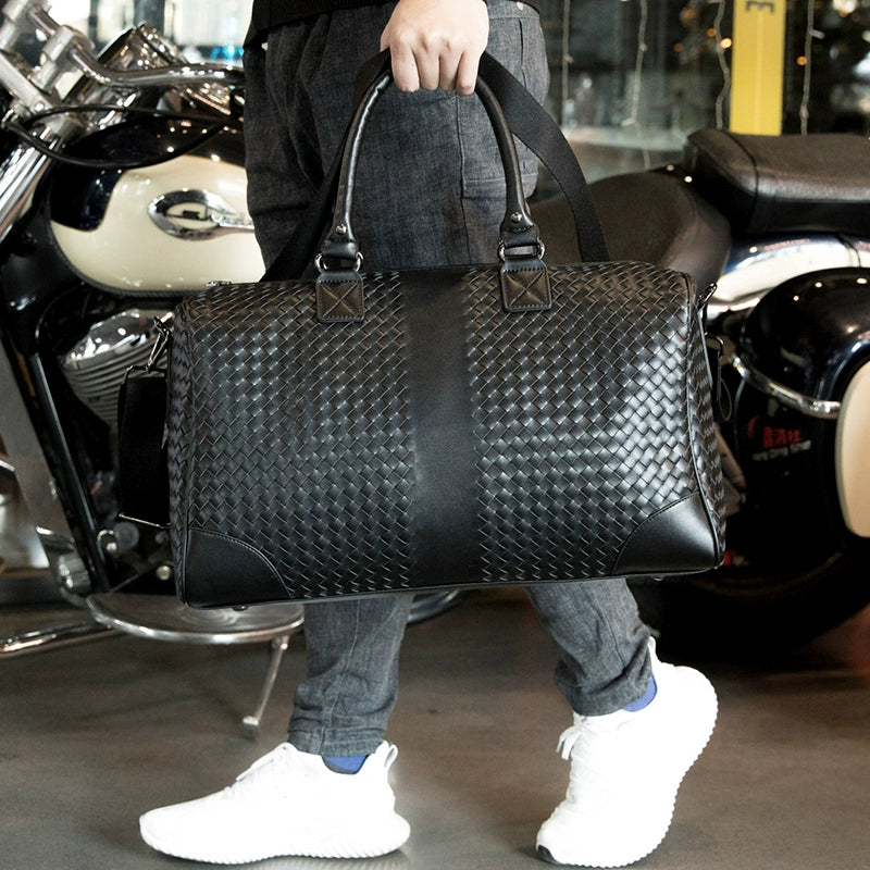 旅行包男手提出差大容量短途旅游行李袋编织男包单肩斜挎包健身包