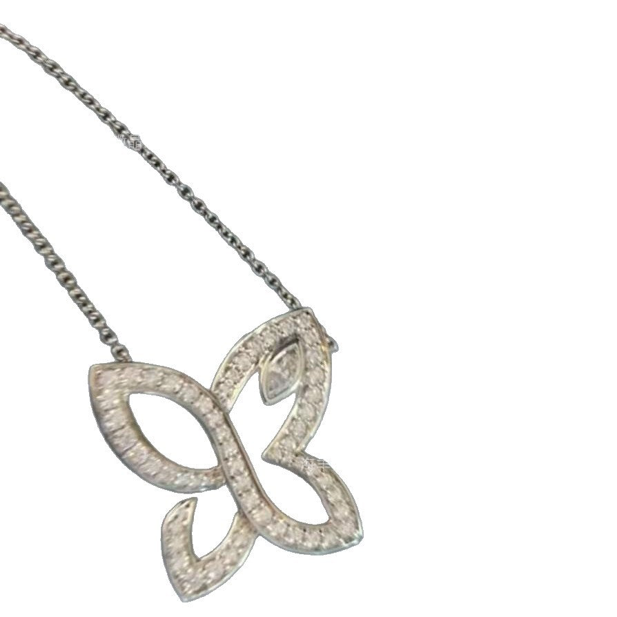 H.W海瑞家Lily三叶草项链女满钻S925银高版本轻奢锁骨链厂家直销