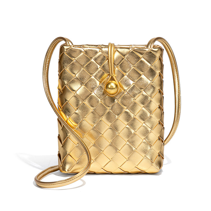 时尚迷你竖款编织手机包复古百搭斜挎零钱包小众质感潮流单肩女包