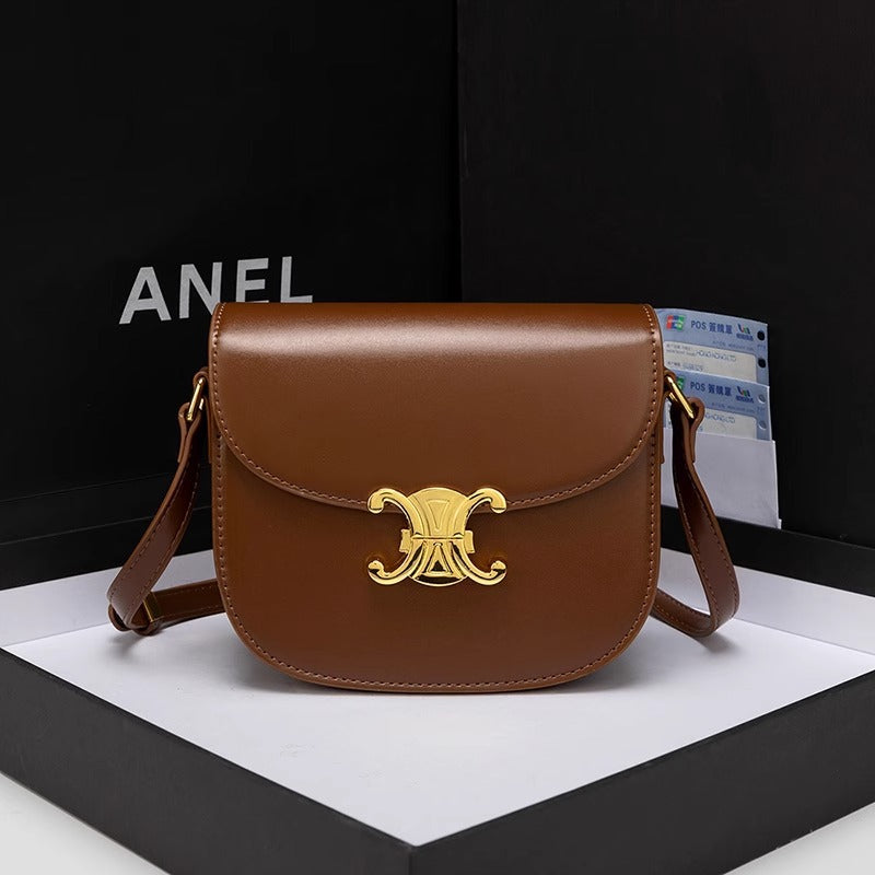 包包女2024新款高级感复古洋气真皮凯旋门豆腐包斜挎包半圆马鞍包