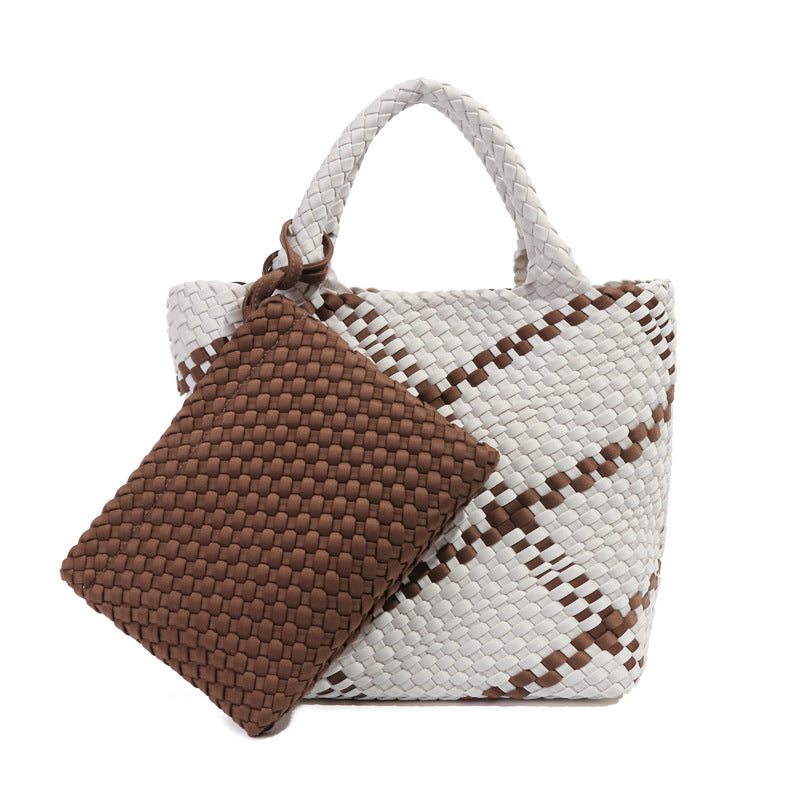 休闲大容量手工编织包复古网红同款手提托特包质感流行子母腋下包