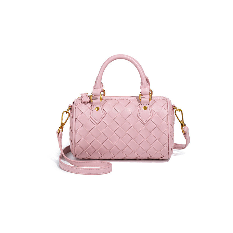 跨境新款手工编织女包气质百搭波士顿包手拎枕头包休闲单肩斜跨包