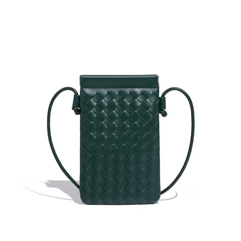 设计感竖款编织手机包定制时尚小包斜挎零钱包mini钥匙卡包单肩包